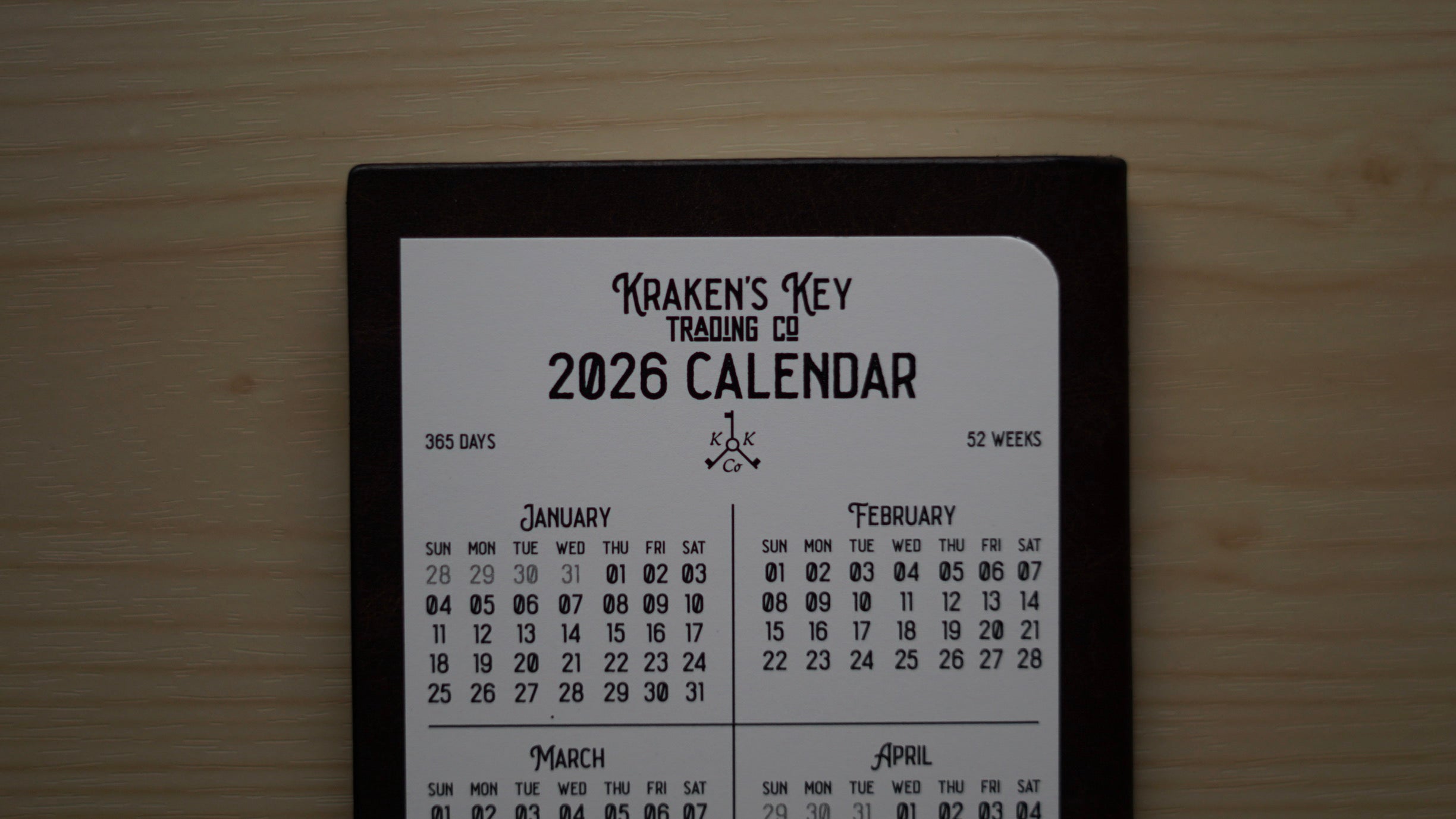 2026 Pocket Calendar up close