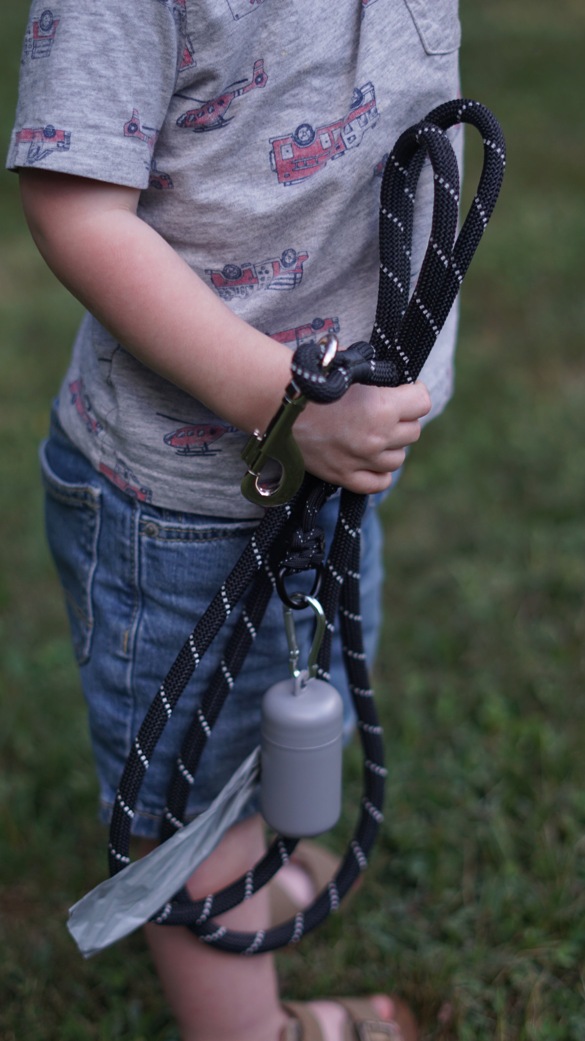 Child holding leash